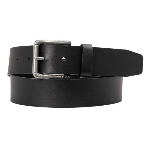 Front - Boss Logo Leather Metal Buckle Belt