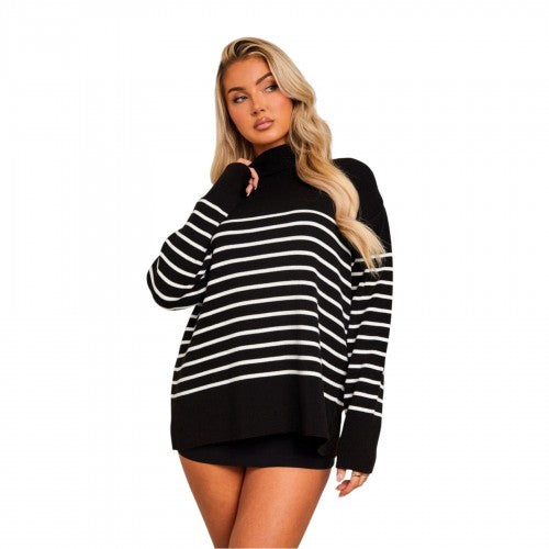 Front - Missy Empire Womens/Ladies High-Neck Oversized Long-Sleeved Jumper