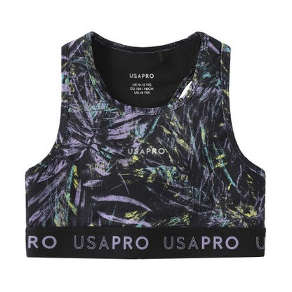 Front - USA Pro Girls Tropical Fitness Crop Top