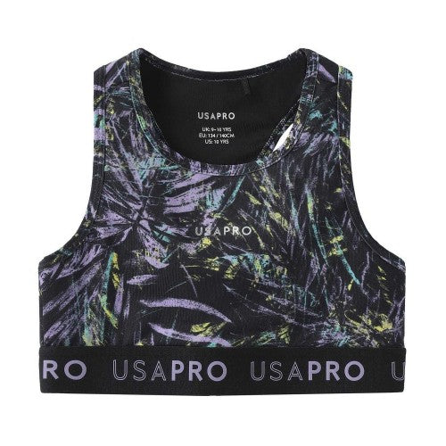 Front - USA Pro Girls Tropical Fitness Crop Top