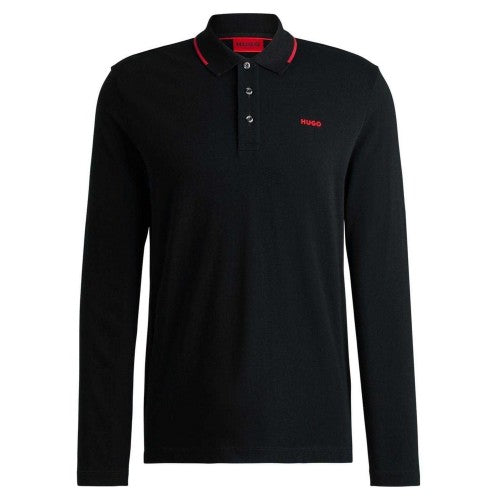 Front - Hugo Mens Derriko Long-Sleeved Polo Shirt
