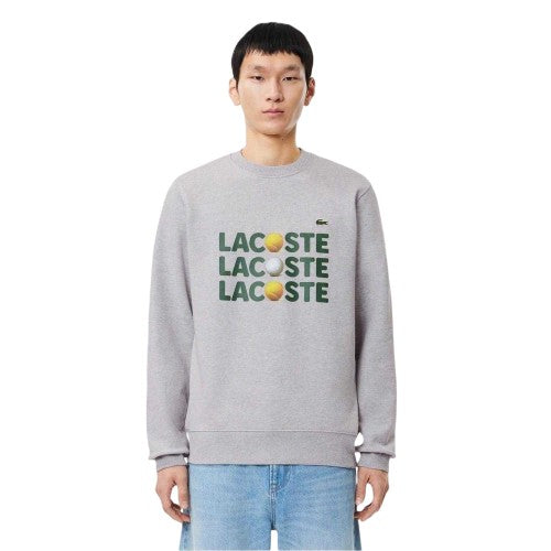 Front - Lacoste Unisex Adult Lettering Fleece Crew Neck Sweatshirt