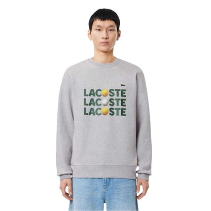 Front - Lacoste Unisex Adult Lettering Fleece Crew Neck Sweatshirt