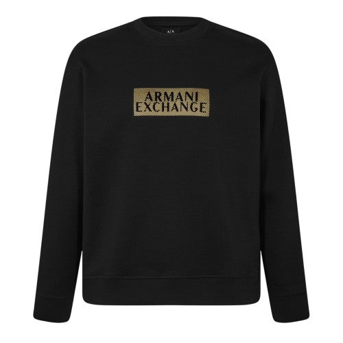 Front - Armani Exchange Mens Logo Crew Neck Sweatshirt