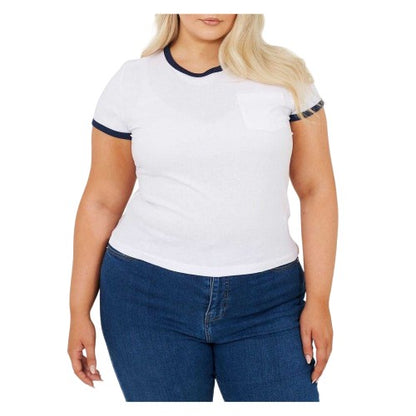 Front - Brave Soul Womens/Ladies Contrast Detail Plus T-Shirt