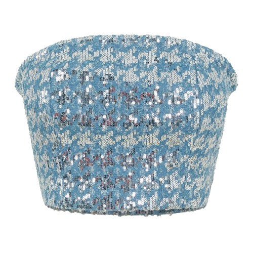 Front - AmyLynn Womens/Ladies Sequin Denim Tube Top