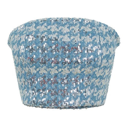 Front - AmyLynn Womens/Ladies Sequin Denim Tube Top