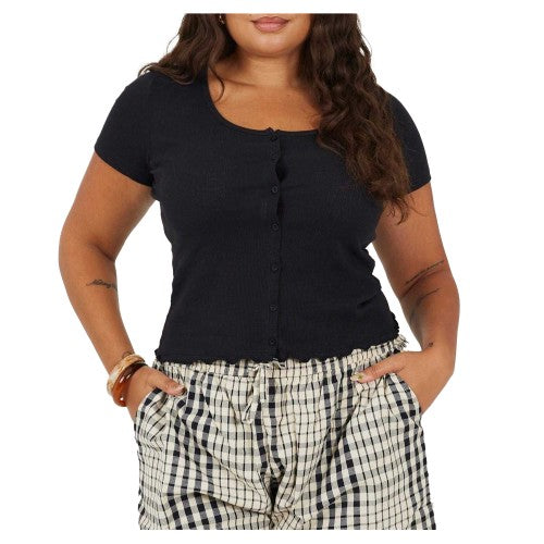 Front - Brave Soul Womens/Ladies Ribbed Plus T-Shirt