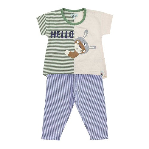Front - Lilly & Sid Baby Striped Short-Sleeved Co-ord Set
