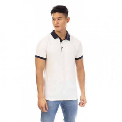 Front - Peter Werth Mens Reeves Ribbed Short-Sleeved Polo Shirt