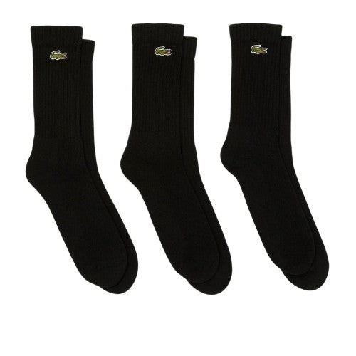 Front - Lacoste Unisex Adult Logo Cotton Crew Socks (Pack of 3)