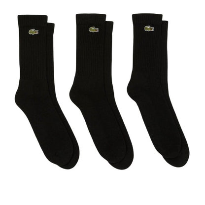 Front - Lacoste Unisex Adult Logo Cotton Crew Socks (Pack of 3)