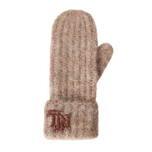 Front - Ralph Lauren Womens/Ladies Leather Embroidered Logo Mittens