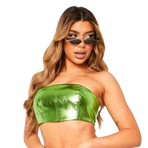 Front - Missy Empire Womens/Ladies Metallic Festival Crop Top
