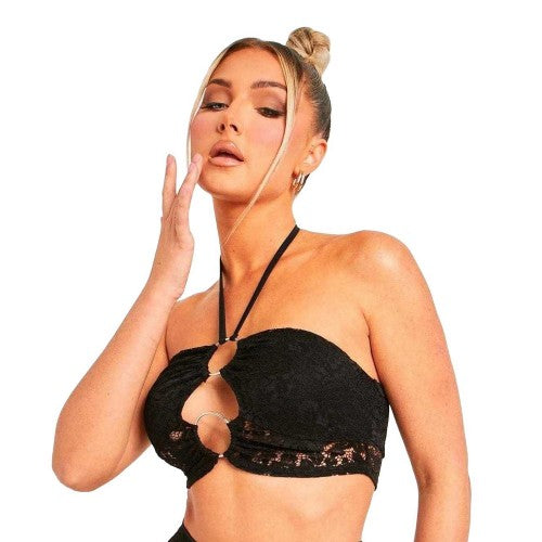 Front - Missy Empire Womens/Ladies Lace Crop Top