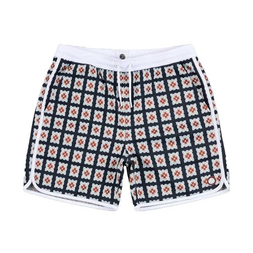Front - Pretty Green Mens Timperley Geo Sweat Shorts