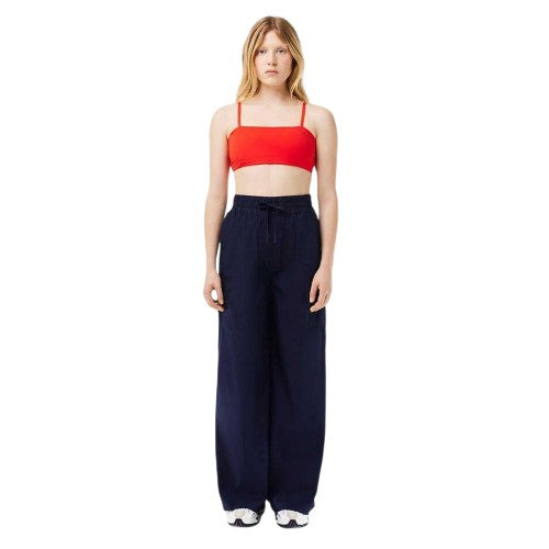 Front - Lacoste Womens/Ladies Oversized Wide Leg Trousers