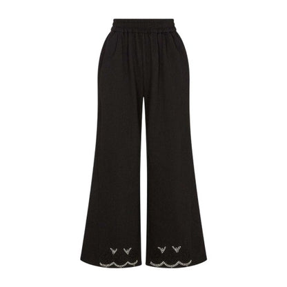 Front - Raffya Womens/Ladies Marmalade Embroidered Wide Leg Trousers