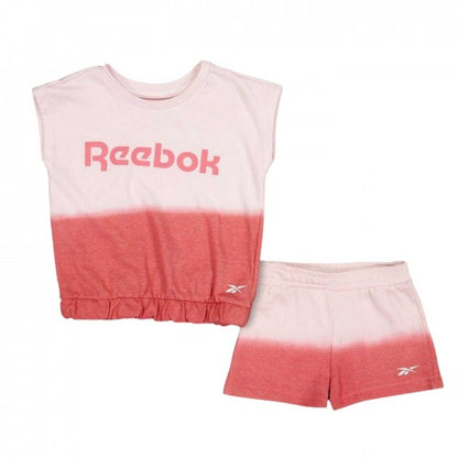 Front - Reebok Girls Ombre Sleeveless T-Shirt & Shorts Set