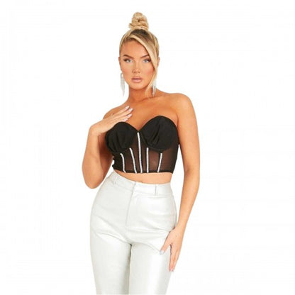 Front - Missy Empire Womens/Ladies Diamante Corset Top
