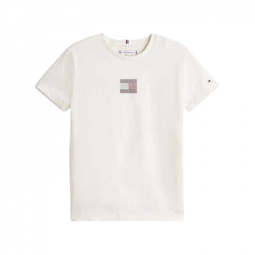 Front - Tommy Hilfiger Girls Diamante Regular T-Shirt
