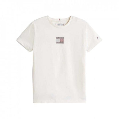 Front - Tommy Hilfiger Girls Diamante Regular T-Shirt