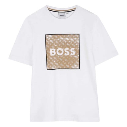Front - Boss Childrens/Kids Monogram Cotton Logo T-Shirt