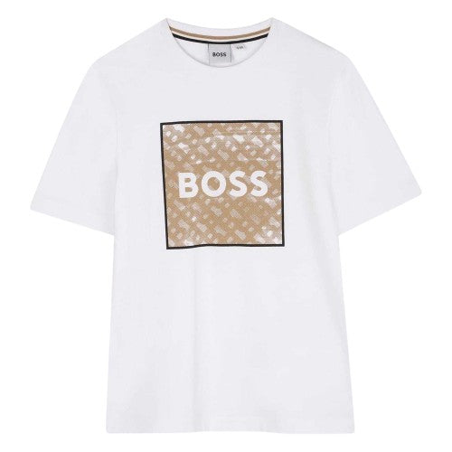 Front - Boss Childrens/Kids Monogram Cotton Logo T-Shirt