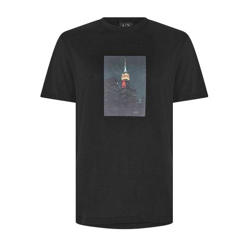 Front - Armani Exchange Mens Skyline Cotton T-Shirt