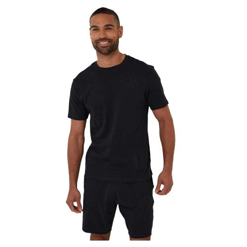 Front - Threadbare Mens Embroidered Flower Regular T-Shirt