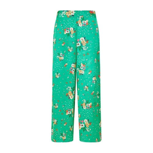 Front - Yumi Womens/Ladies Satin Floral Wide Leg Trousers