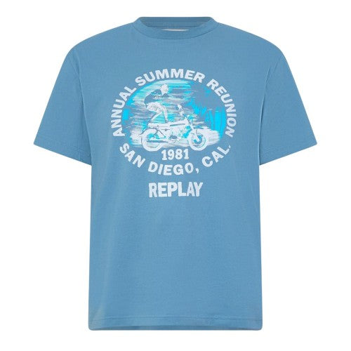 Front - Replay Mens Motorbike Cotton Regular T-Shirt