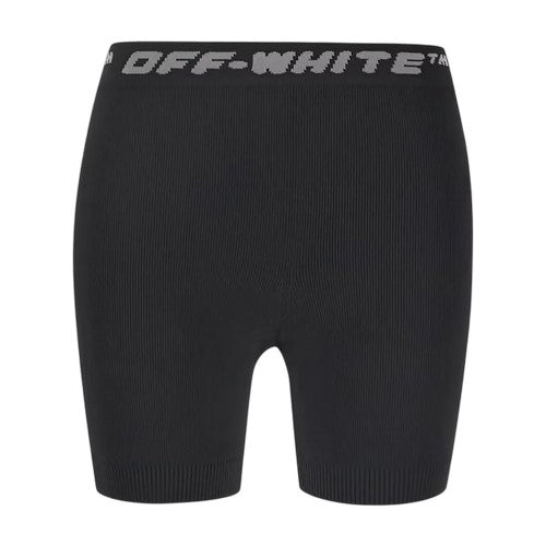 Front - Off White Womens/Ladies Logo Ribbed Slim Shorts