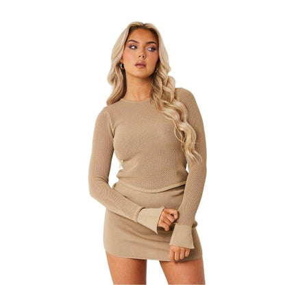 Front - Missy Empire Womens/Ladies Sheer Knit Cuffed Top
