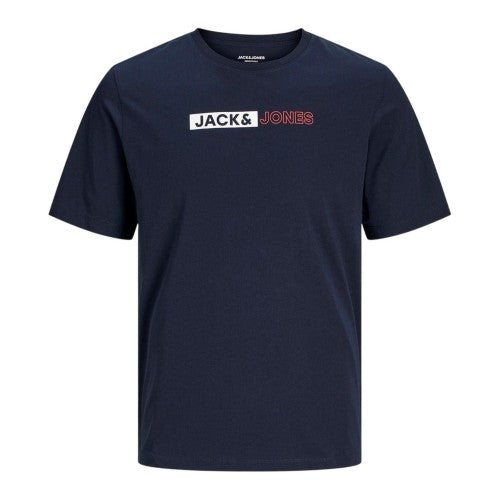Front - Jack And Jones Mens Cropped Logo Cotton Plus T-Shirt