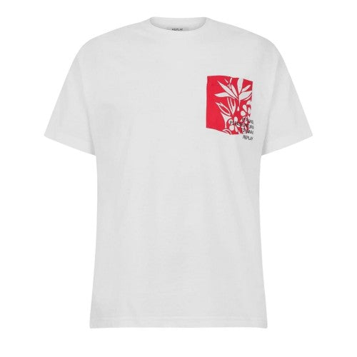 Front - Replay Mens Hawaiian Regular T-Shirt