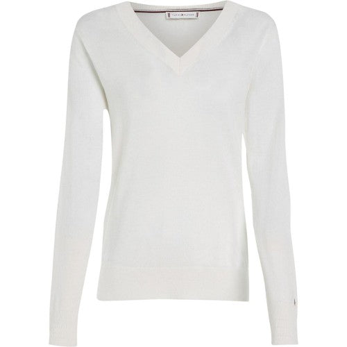 Front - Tommy Hilfiger Womens/Ladies Cotton V Neck Sweater Top