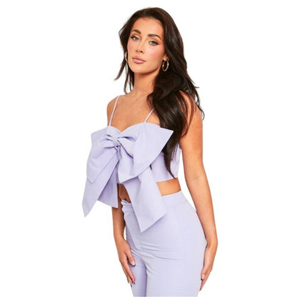 Front - Missy Empire Womens/Ladies Bow Fitted Sleeveless Crop Top