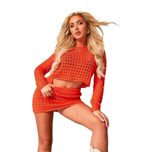 Front - Missy Empire Womens/Ladies Crochet Long-Sleeved Crop Top