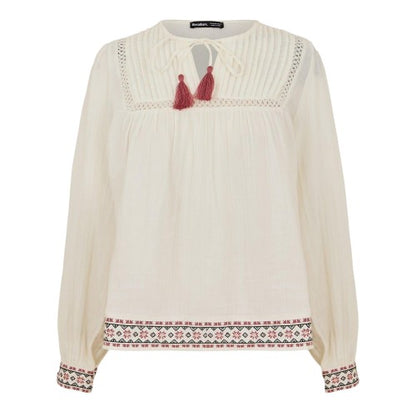 Front - Threadbare Womens/Ladies Reema Tie Neck Long-Sleeved Blouse