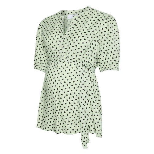 Front - Mamalicious Womens/Ladies Hearts Maternity Puff Sleeve Blouse