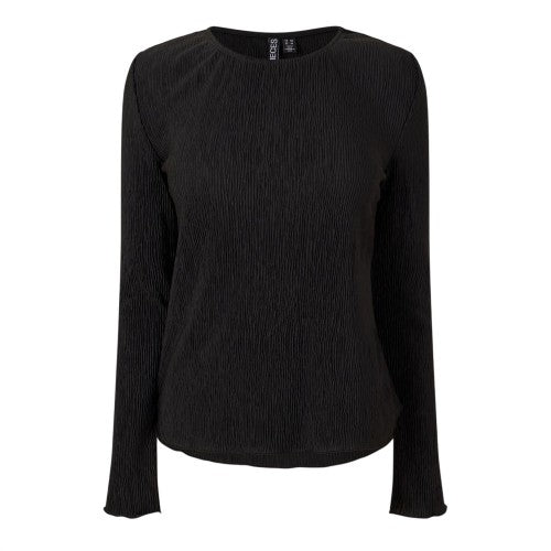 Front - Pieces Womens/Ladies Crew Neck Relaxed Fit Long-Sleeved Blouse