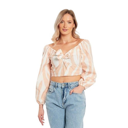 Front - Influence Womens/Ladies Cropped Relaxed Fit Blouse