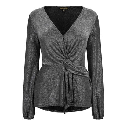 Front - Biba Womens/Ladies Metallic Twisted Knot Front Blouse