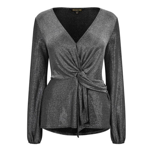 Front - Biba Womens/Ladies Metallic Twisted Knot Front Blouse