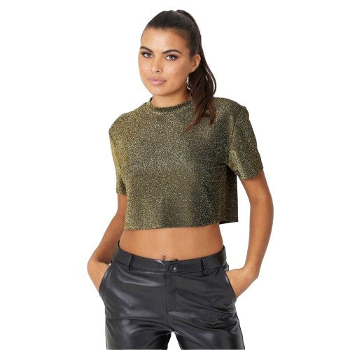 Front - Be You Womens/Ladies Glitter Party Crop Top