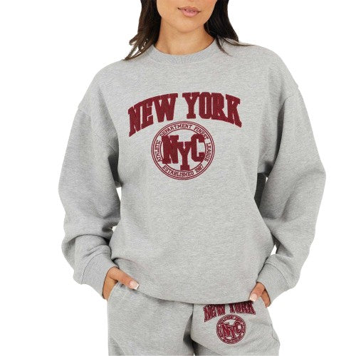 Front - Brave Soul Womens/Ladies New York Embroidered Sweatshirt