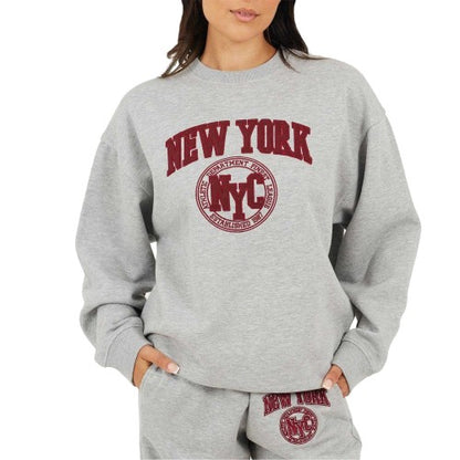 Front - Brave Soul Womens/Ladies New York Embroidered Sweatshirt