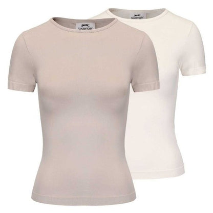 Front - Slazenger Womens/Ladies Crew Neck Slim T-Shirt (Pack of 2)
