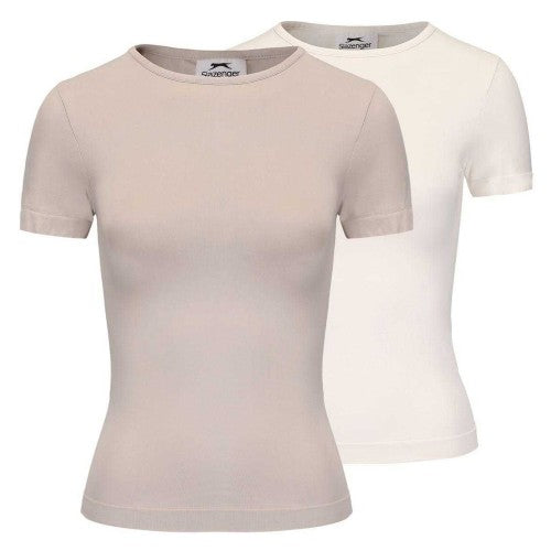 Front - Slazenger Womens/Ladies Crew Neck Slim T-Shirt (Pack of 2)